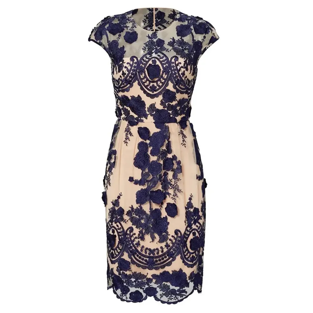 Marchesa Notte Navy Mena Embroidered Tulle Dress 4_3